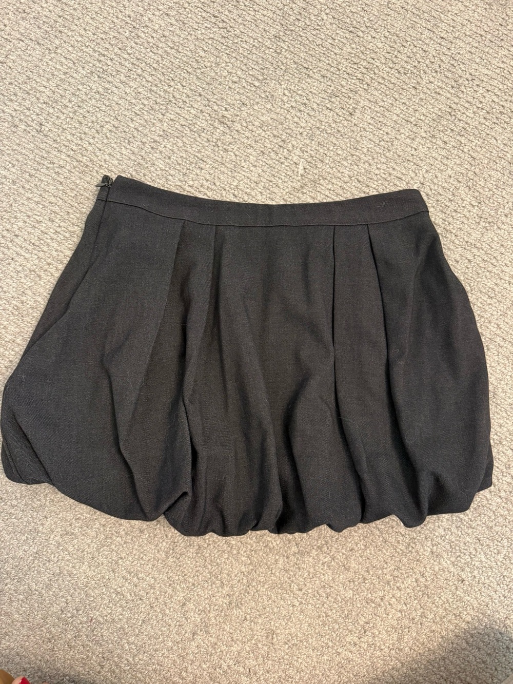 Charcoal gray mini Bubble Hem Skirt - Women's Pleated Mini Skirt